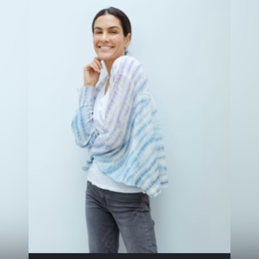 360 Summer cashmere bat wing cardigan in seafoam tie dye size XS NWT